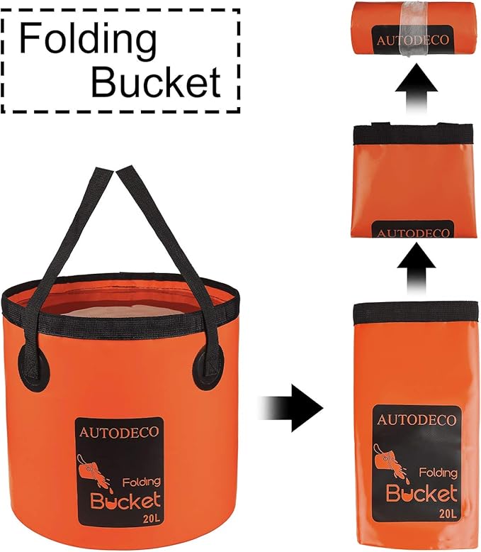 AUTODECO Collapsible Bucket 5 Gallon Container Folding Water Bucket Portable Wash Basin 20L