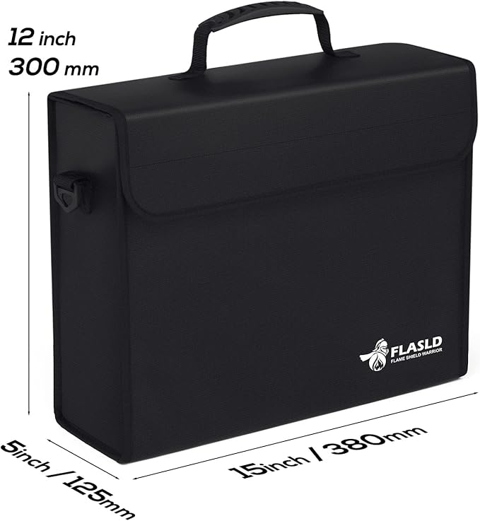 FLASLD Fireproof Document Bags, 15x12x5” Large Fireproof & Water Resistant Bag, Holder Home Office Portable Filing Storage for Valuables, Fireproof Folder FireSafe Box for Cash, Passport