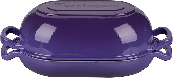 Enameled Cast Iron Sourdough Bread Oven, Dutch Oven, Loaf Cast Iron Bread Pan for Homemade Bread Baking, Meatloaf Pan with Lid, 5QT, Purple