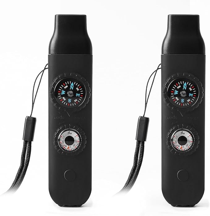 Emergency Survival Safety Whistle，Whistle for Kids with Lanyard,Compass,Thermometer,Ideal for Kayaking, Boating, Hiking, Camping, Climbing