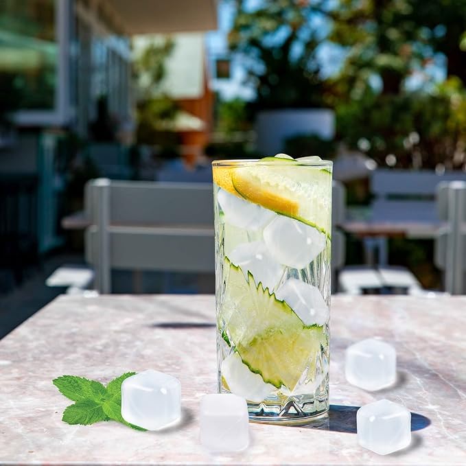 60 Pack Reusable Ice Cubes for Drinks, Refreezable Plastic Ice Cubes Without Diluting, Permanent Ice Cube Frozen BPA Free, Cocktails Like Whiskey, Wine, or Coffee (Transparent)