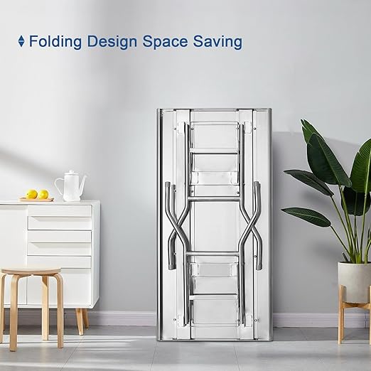 HARDURA Folding Stainless Steel Table 24X48 Inches with Adjustable Undershelf and Legs NSF Commercial Portable Folding Prep Table for Restaurant Kitchen Home and Hotel
