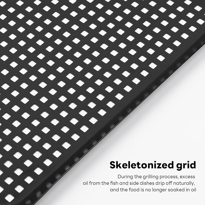 Grill pan, 2 Grilling Tray - Outdoor Grilling Baskets with Hole, 3.0 pounds Good BBQ Grill Set for Camping Vegetable Meat (Black)