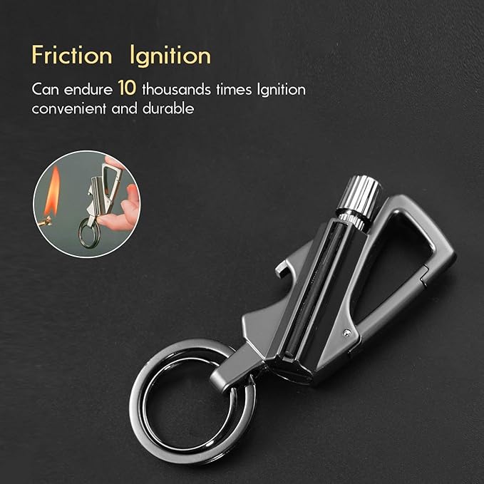 YUSUD Permanent Match, Flint Fire Starter Never Ending Match Keychain Lighter with Bottle Opener, Forever Waterproof Matches Strike Anywhere, Survival Cool Lighters for Camping