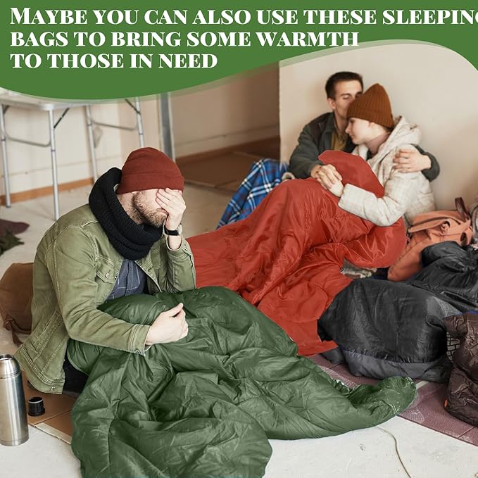 10 Pcs 0 Degree Camping Sleeping Bags Bulk for Adults Cold Weather Sleeping Bags 4 Season Warm Waterproof Lightweight with Compression Sack for Backpacking Hiking Travel Homeless