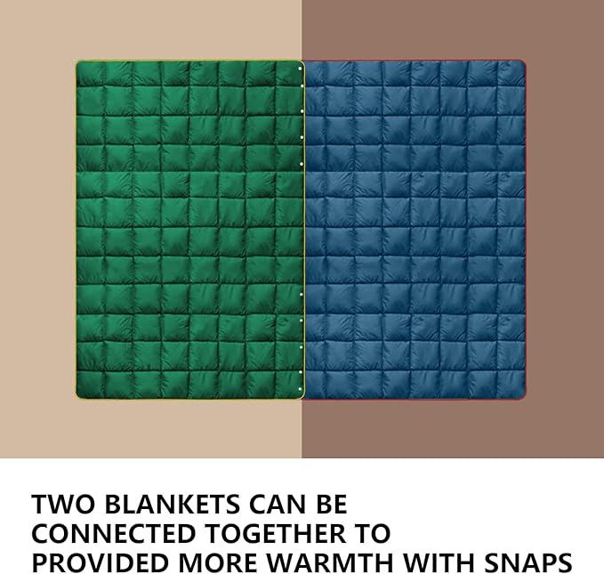 zzlamb Puffy Down Camping Blanket Water-Repellent, Down Throw Travel Blanket Portable for Outdoor, Light Warm Quilt for Couch Plane Car Theater Stadium Picnic RV Backpacking Hammock