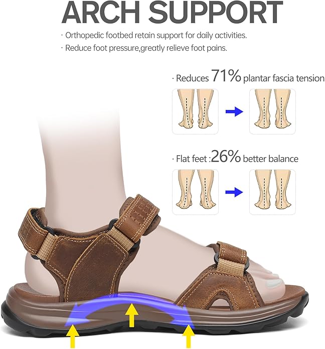 FLARUT Men's Sport Sandals Outdoor Hiking Sandal Open Toe Walking Sandals for Summer Beach Water Shoes