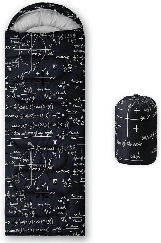 Sleeping Bags for Adults and Kids，3D Printing Camping Sleeping Bag for Girls Boys Lightweight Waterproof Cold/Warm 3-Season，Outdoor Travel with Compression Bags