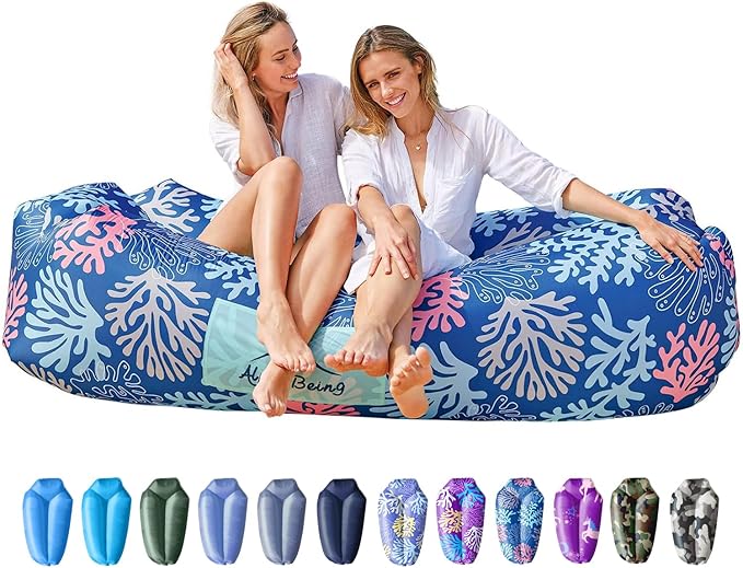 AlphaBeing Inflatable Lounger Beach Chair Accessories, Air Sofa Hammock Inflatable Couch for Camping Backyard Lakeside with Compression Sacks, Ideal Outdoor Gifts for Adults