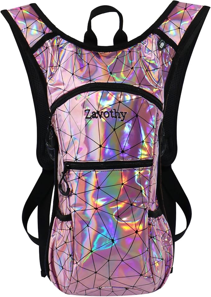 Reflective Hydration Backpack, Hydration Pack - Water Backpack with 2L/3L Hydration Bladder, Essential for Festivals - Rave Hydration Pack for Hiking, Running, Cycling, and Festivals