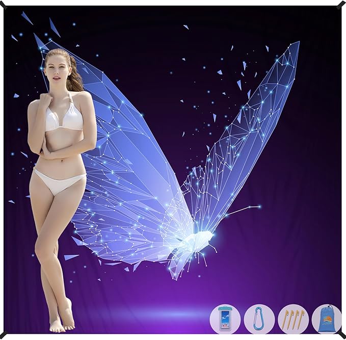 Beach Blanket Waterproof Sandproof 1-7 Adult Oversized 78 '' × 81 '' Lightweight Durable Compact Sand Free Beach Mat for Travel Camping Hiking Picnic Blanket Extra Large