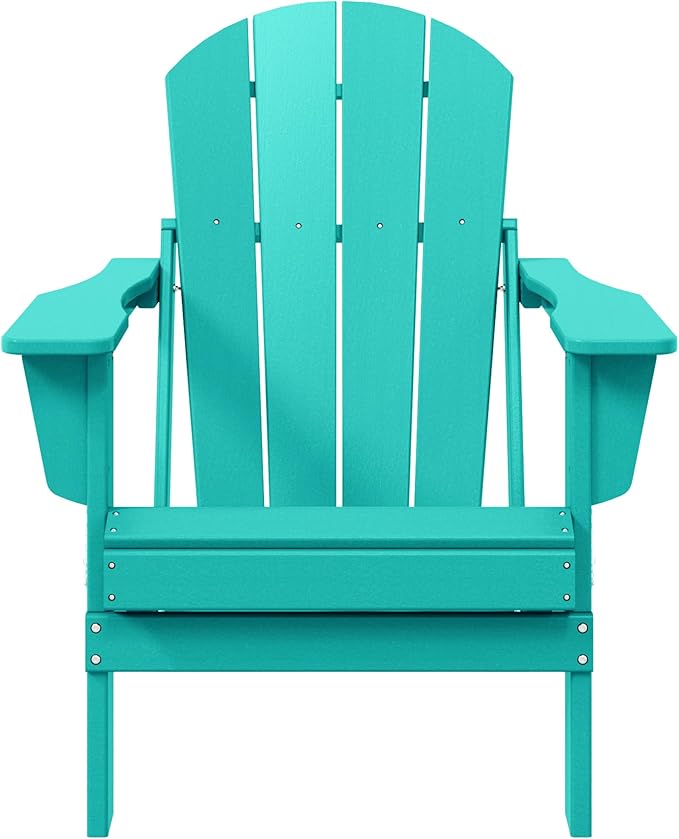 WestinTrends Malibu HDPE Outdoor Patio Folding Poly Adirondack Chair, Turquoise
