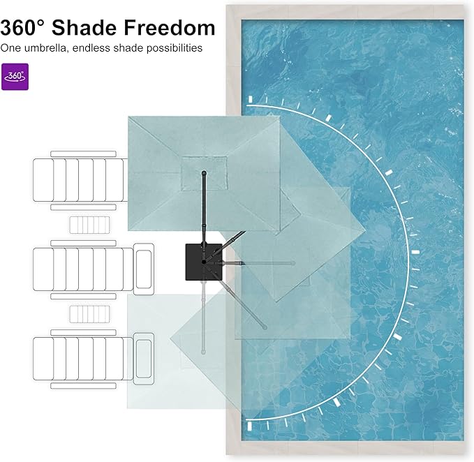 PURPLE LEAF 9' X 11.5' Rectangle Patio Umbrella Outdoor Large Aluminum Cantilever Umbrella with 3-Year Fade Resistance Recycled Fabric and 360-degree Rotation for Deck Pool Garden, Mint Green