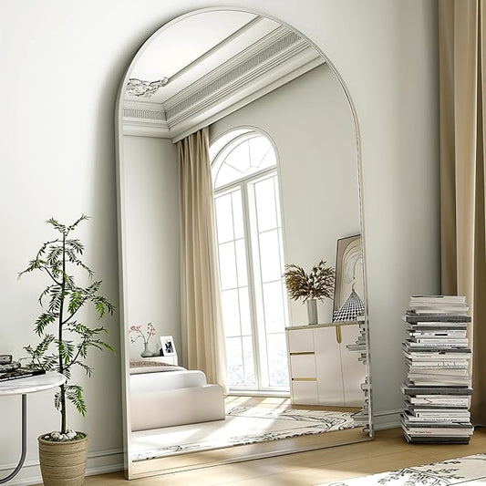 41"x81" Extra Large Arched Full Length Mirror - Leaning Mirror Arch Wall-Mounted Mirrors - Aluminum Alloy Frame Modern Simple Home Decor - for Living Room Bedroom Cloakroom