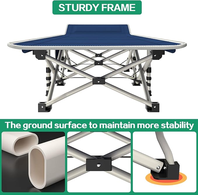 2-Pack Camping Cot Cots for Sleeping with Mattress Cots for Camping for Adults with Camfortable Pad Heavy Duty Camping Bed with Carry Bag Folding Cot for Hiking Home Office Nap Vacation