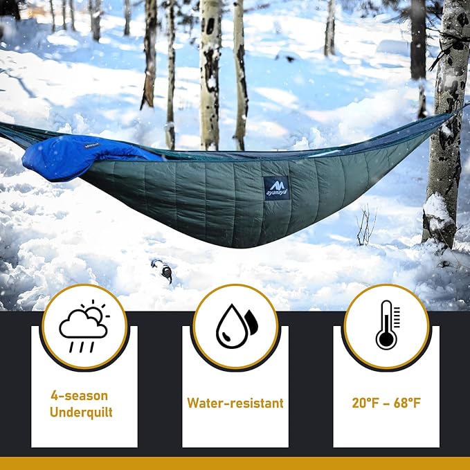 AYAMAYA Single & Double Hammock Underquilt Full Length Big Size Under Quilts for Hammocks, Camping Backpacking Essential, Winter Cold Weather Warm UQ Blanket Bottom Insulation