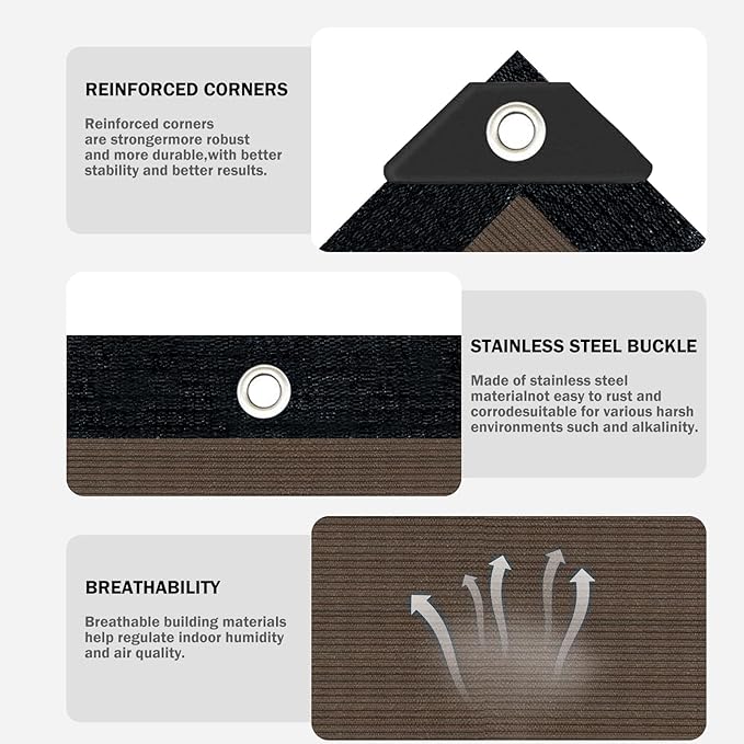 Sun Shade Cloth with Grommets,90% UV Protection Shade Fabric,Pergola Shade Cover Canopy Fence Privacy Screen Balcony,Brown Sunshades for Patio Pergola Garden Backyard Outdoor,Mocha-8x12FT