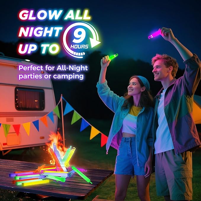 54 Pcs Glow Sticks - 4 inch Glow In the Dark Sticks Halloween Party Favors, Waterproof Glow Sticks Lights Bulk Party Pack for Kids with 9 Hours Duration, Party Favors Light Stick for Halloween Party