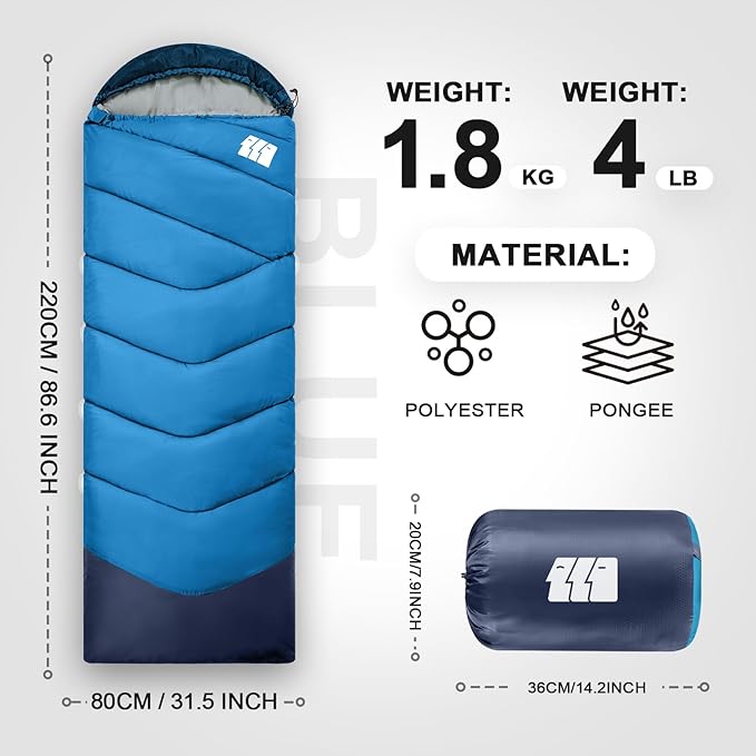 Sleeping Bags for Adults Cold Weather,Portable, Waterproof,Lightweight Sleeping Bag for Tall Girls Boys with Compression Sack for Warm Camping, Hiking, Outdoor & Indoor