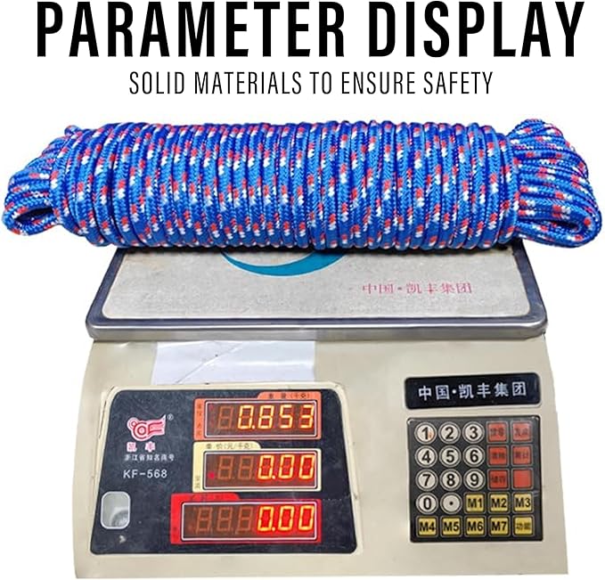 Diamond Braided Polypropylene Rope Nylon Rope Mix Thick Heavy Duty Ropes 3/8 inch 100ft High Strength Perfect for Clothesrope Camping Hiking and Other Outdoor Activities 100ft Blue