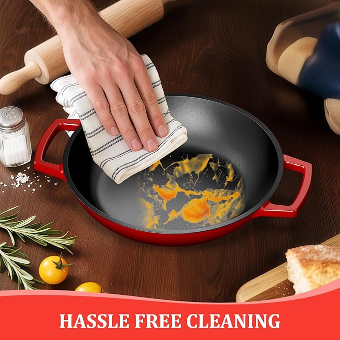 YUTANN Enameled Cast Iron Dutch Oven, 5 QT Nonstick Dutch Oven, Titanium Nonstick Coating, Ideal for Bread Baking/Braising/Roasting, Oven, Gas Stove and Stovetop Safe, Safe Material & Easy to Clean