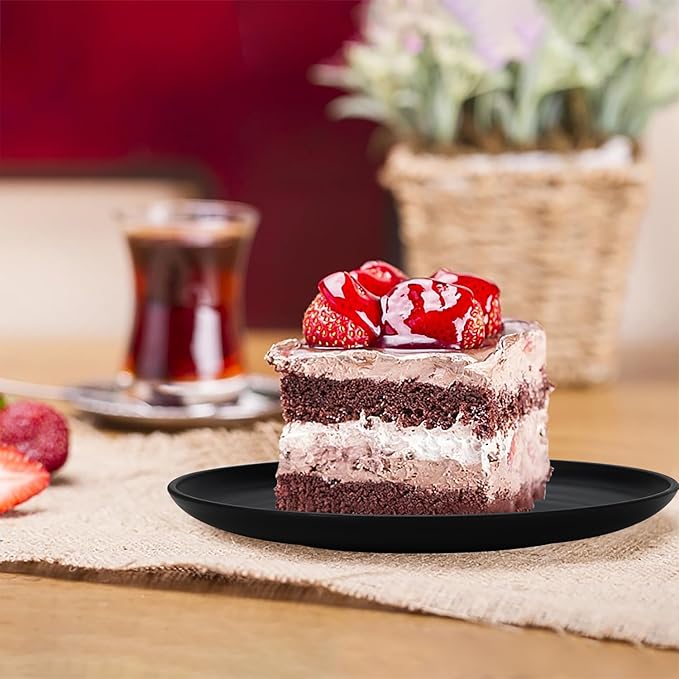 Homienly 5.7 Inch Small Plates, Wheat Straw Mini Plate,Set of 8, Unbreakable Dessert Dishes Plates,Plate Set Ideal for Dessert, Appetizers, Small Serving, Side Dish, Black