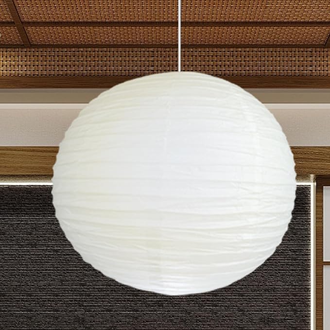 2PCS 20Inch Paper Lantern Lights, White Round Rice Paper Lamp Shades, Chinese/Japanese Paper Lantern Pendant Light for Party Decoration, Wedding, Home Decor