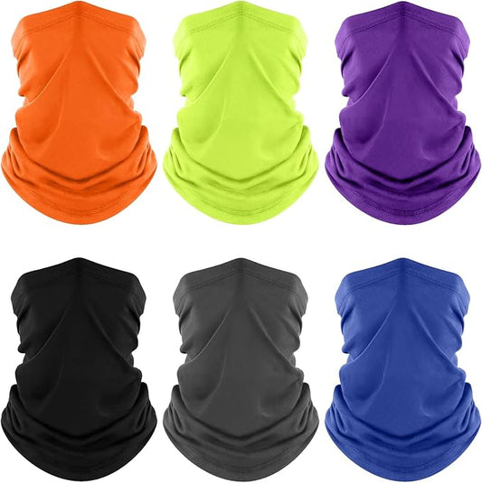Fuinloth Neck Gaiter, 6 Pack Cooling UV Protection Bandana Buff Face Mask Gator Scarf for Men Women