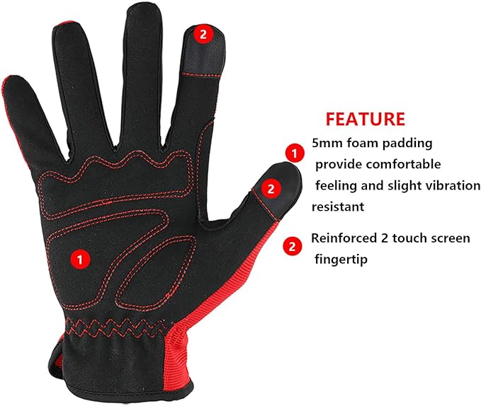 DULFINE High Performance Work Gloves For Men(3 Pairs Pack), High Dexterity Touch Screen For Multipurpose,Excellent Grip (Large)