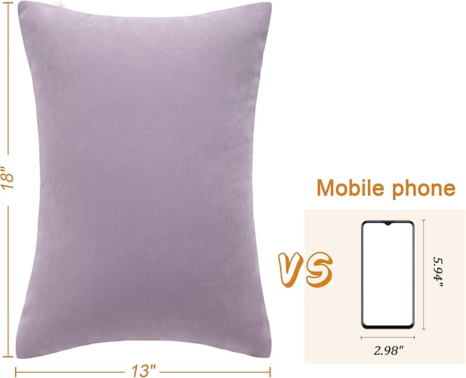 BEDSUM 2 Pack Microfiber Pillows, 13"x18" for Travel, Pets, Soft and Machine Washable, Small for Neck, Wrist, and Knee Comfort, Lavender