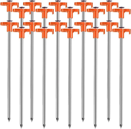 Tent Stakes, 20PCS Heavy Metal Tent Pegs, Professional Camping Tools for Outdoor Trips, Suitable for Strong Winds and Various Ground Tent Pegs, Designed for Camping (20, Red)