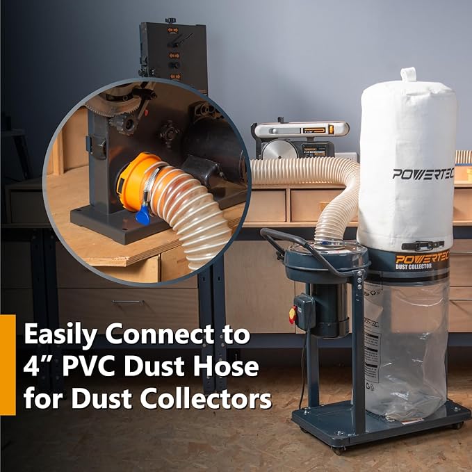 POWERTEC 70420 Dust Port Adapter for 1-3/4" ~ 2-1/2" Port to 4" & 2-1/2" Dust Collection Hose, Quick Connect Hose Reducer Fittings for Table Saw, Planer, Jointer & Various Power Tools (Patent pending)