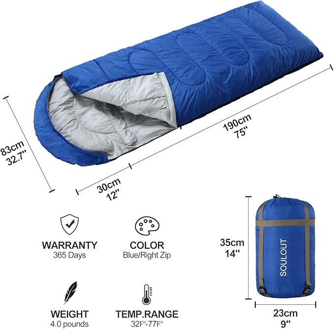 Sleeping Bag,3-4 Seasons Warm Cold Weather Lightweight, Portable, Waterproof Compression Sack Adults & Kids - Indoor & Outdoor Activities: Traveling, Camping, Backpacking, Hiking