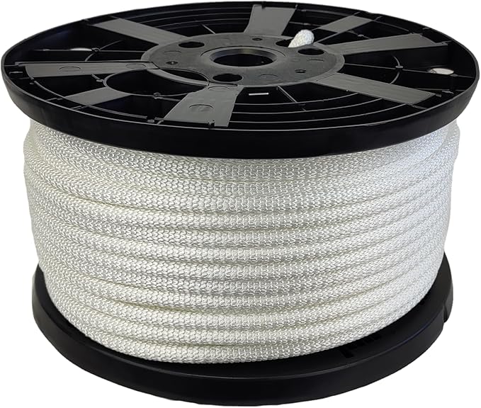 3/8 inch White Dacron Polyester Rope - 250 Foot Spool | Solid Braid - Industrial Grade - High UV and Abrasion Resistance - Low Stretch