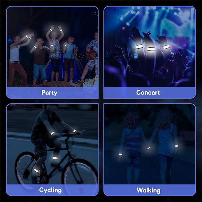 6 PCS LED Reflective Gear, LED Wristbands, LED Light Up Wristbands for Walking, Running, Jogging, Concerts, Sports, Camping, Sporting Events, Party, Rave Accessories