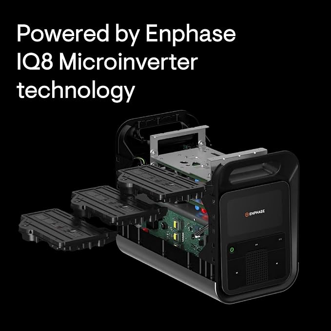 Enphase IQ PowerPack 1500 + 200 W IQ Portable Panel – Solar generator with LCD touchscreen, seamless app integration via 4G cellular, Wi-Fi & Bluetooth, for home backup, camping, RVs