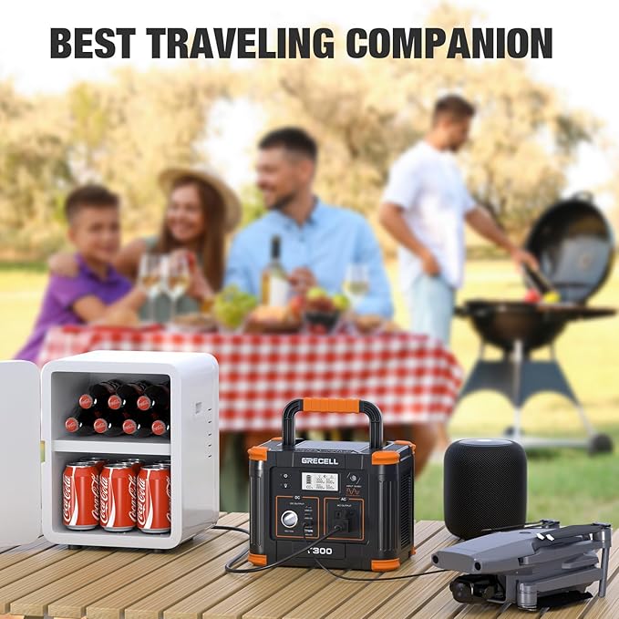 GRECELL 300W Portable Power Station 230.88Wh Solar Generator with USBC PD 60W, 110V Outlet Perfect for Camping, Outdoor Trips, Home Backup & Travel