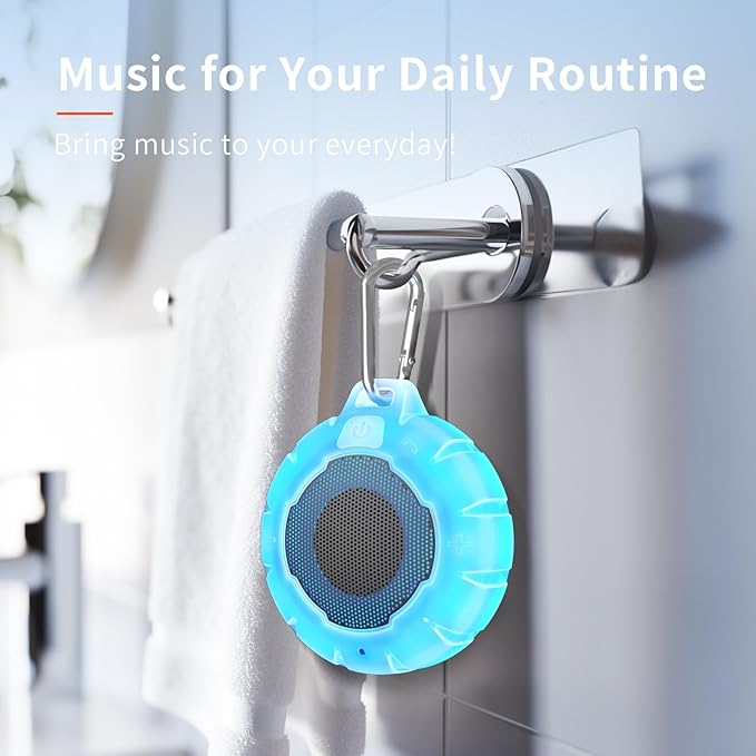HEYSONG Waterproof Shower Bluetooth Speaker, Durable & Portable with Clear Sound, Ideal for Shower, Pool, Beach & Kayaking – Great Gift for All Ages