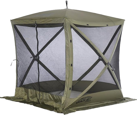 CLAM Pop Up Screen Tent, Outdoor Camping Gazebo Canopy, Traveler, 6' x 6', Green