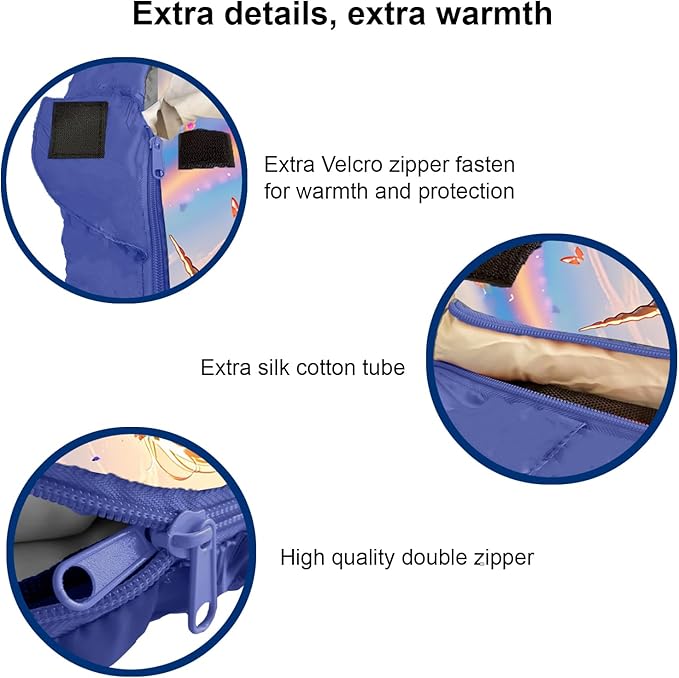 Mummy Style 32 – 59F Kids Sleeping Bag with Pillow Sleeve, Full Scale Digital Printing Unicorn, Mermaid, Kitty or Puppy, Lightweight, Ideal for Camping, Sleepover, Boys, Girls, Youth and Toddlers