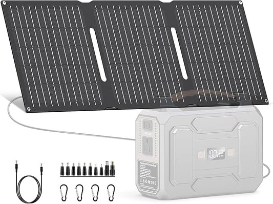 Apowking Portable Solar Panels 30W, Foldable Solar Panel Charger for Power Station, Cellphone, Laptop, Solar Panels with QC3.0 USB, Type C and DC 18V Output for Camping RV Trip