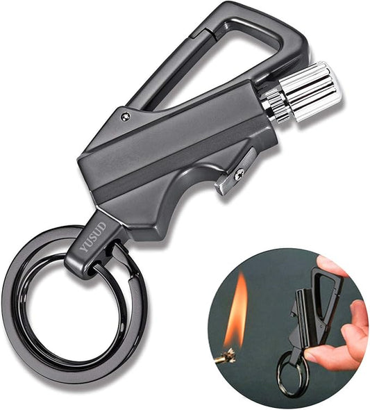 YUSUD Permanent Match, Flint Fire Starter Never Ending Match Keychain Lighter with Bottle Opener, Forever Waterproof Matches Strike Anywhere, Survival Cool Lighters for Camping
