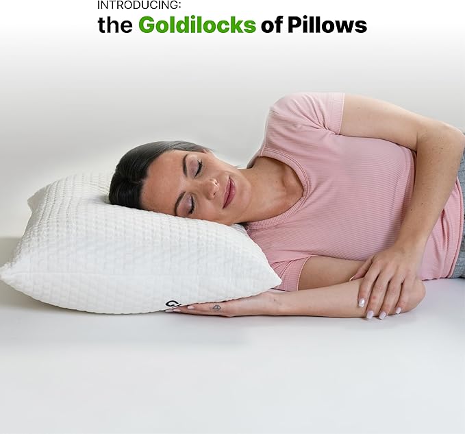 GhostBed Shredded Memory Foam Pillow with Adjustable Gel Memory Foam and Cooling Breathable Cover - Queen Size Shredded Memory Foam Pillows CertiPUR-US Certified 1-Pack