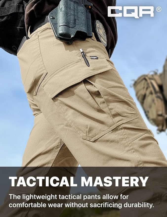 CQR Women's Flex Stretch Tactical Pants, Water Resistant Ripstop Cargo Work Pants with Pockets for Outdoor & Hiking