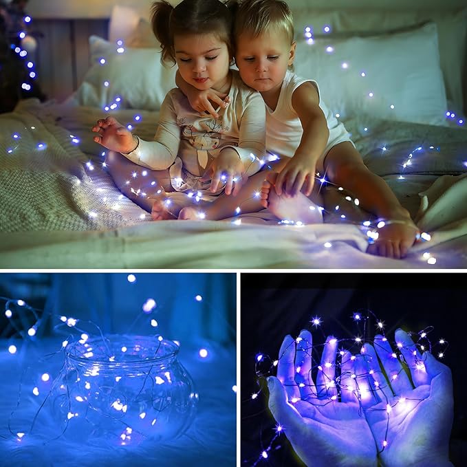 KNONEW 400FT 1200 LED Outdoor Fairy Lights Plug in, Christmas Fairy Lights Outdoor Waterproof 8 Modes Memory Times for Wedding Bedroom Walls Garden Trees Decoration(Blue)