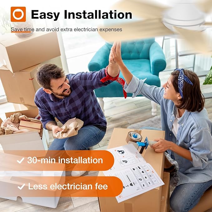 addlon Ceiling Fans with Lights, 32 inch White Ceiling Fan with Light and Remote Control, Reversible, 3CCT, Dimmable, Noiseless, Small Ceiling Fan for Bedroom, Farmhouse, Indoor/Outdoor Use