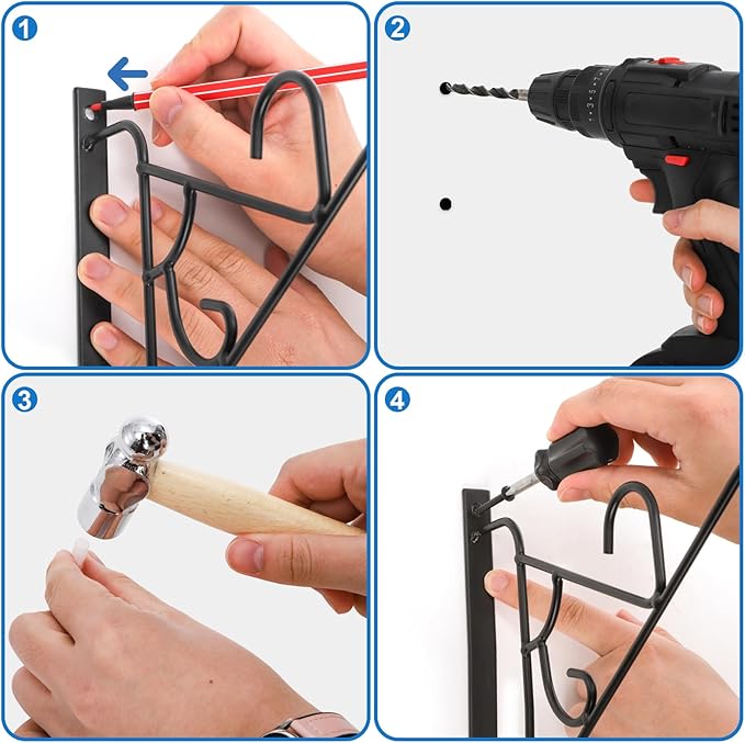 4 Pack 10 Inch Plant Hanger, Hand-Forged Outdoor Wall Plant Hooks, Indoor Hanging Plant Bracket for Flower Basket, Lantern, Bird Feeder, Wind Chime, Doorplate, Fence