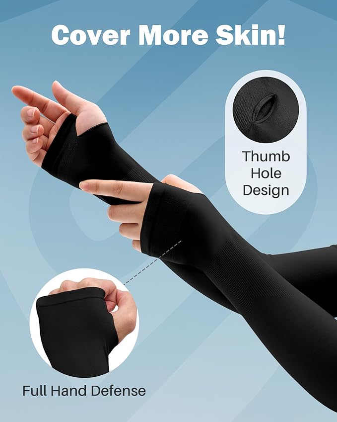 Arm Sleeves for Men Women UV Sun Protection Compression Arm Warmer Tattoo Cover Up, Sports Golf Cooling Sleeves