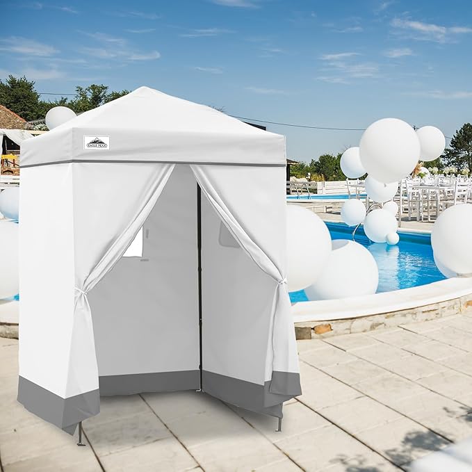 EAGLE PEAK EAGLE PEAK Flex Ultra Compact Pop-up Canopy, Sun Shelter, Changing Room, Portable Privacy Canopy Cabana, 5x5 Canopy Tent, for Pool, Fashion Photoshoots, or Camping White