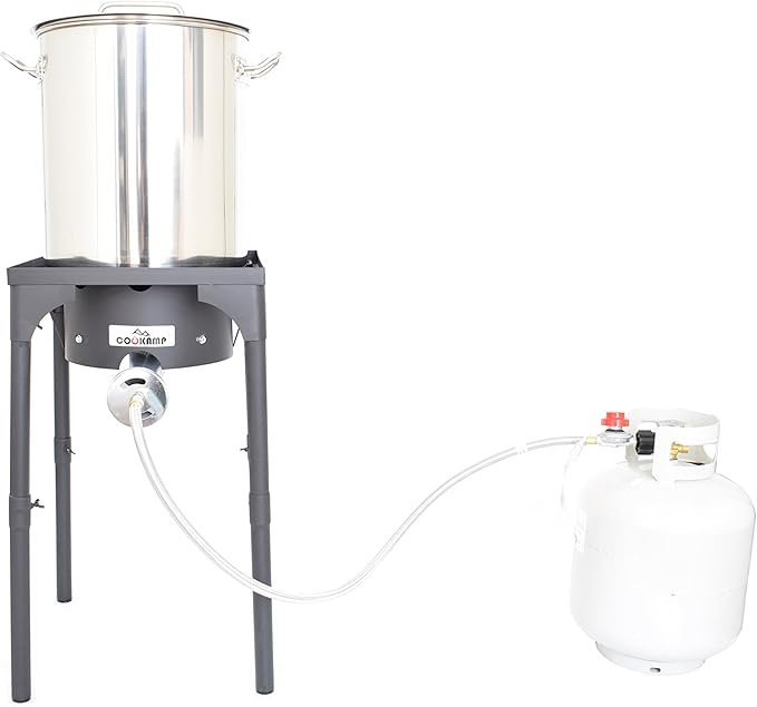 High Pressure Propane Burner Banjo Single Wok Burner 200,000BTU with Adjustable Height. 0-20 PSI Adjustable Regulator and Steel Braided Hose SA1550 (200,000BTU)